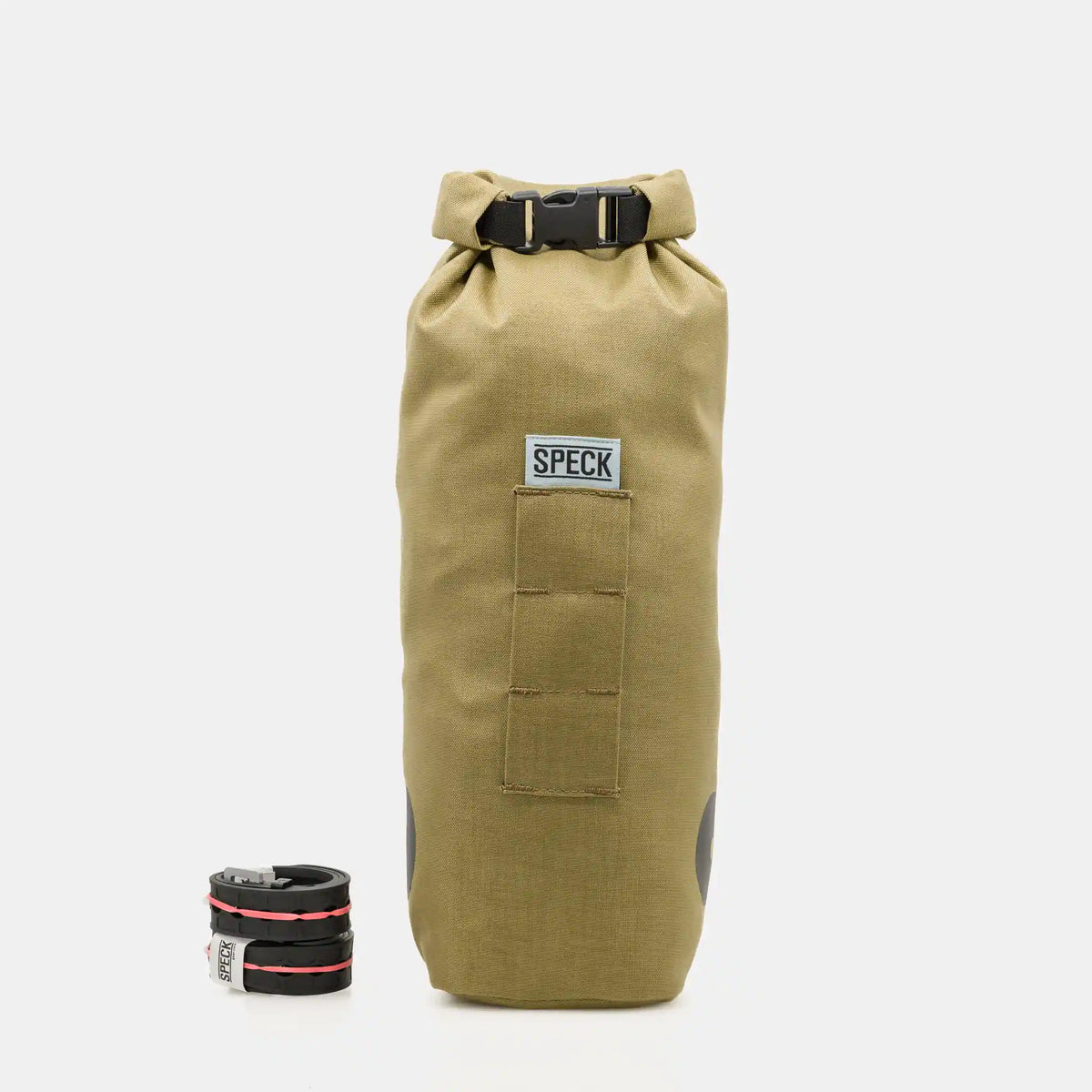 Speck Gear Gabel Tasche in Ingwer – Bikepacking Fork Pack frontal mit zwei Strap für die Befestigung an einem Cargo Cage