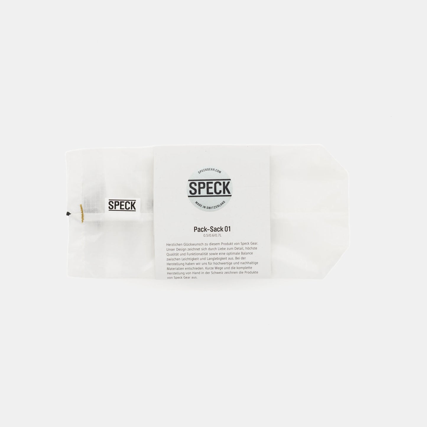 Speck Gear Pack Säcke in Weiss – 3 Bikepacking Pack Sacks von oben mit Banderole verpackt
