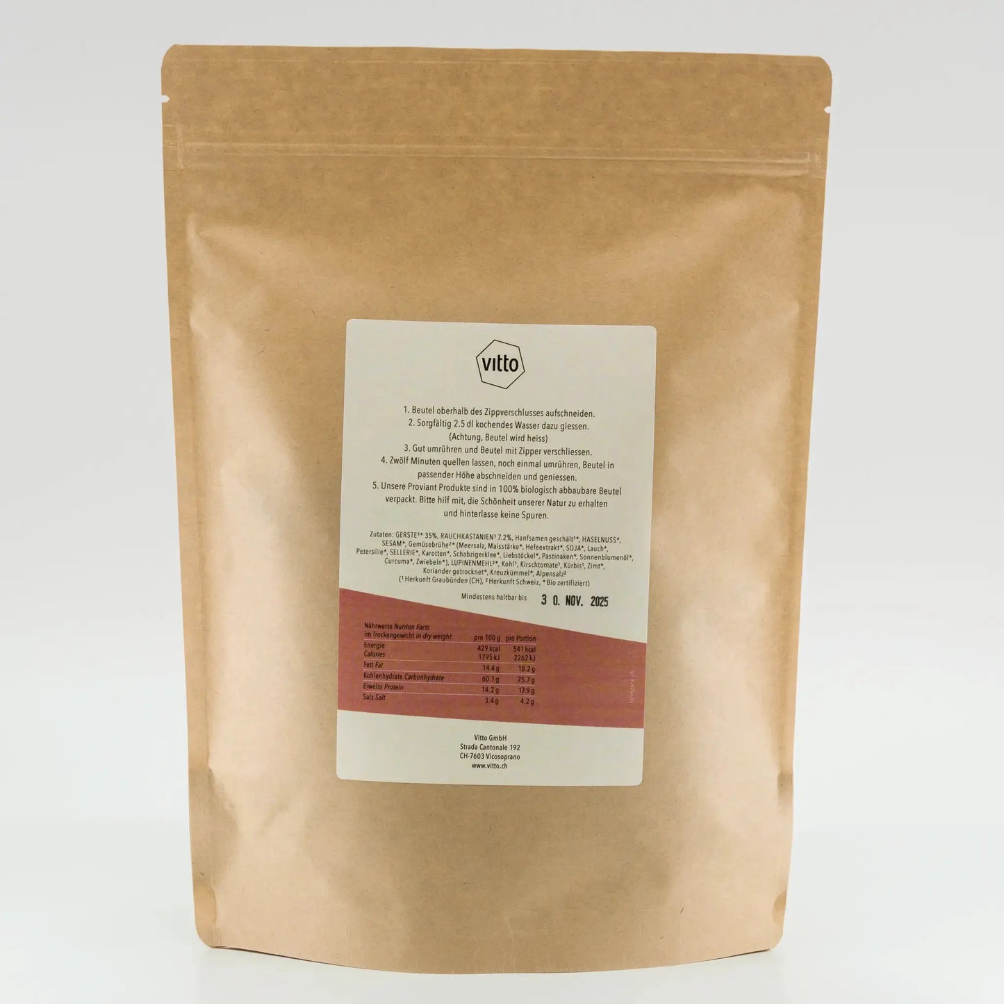 Trekking Nahrung Gersteneintopf Rückseite