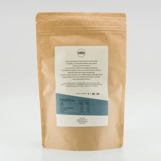 Porridge mit Gerste und Feige Rückseite