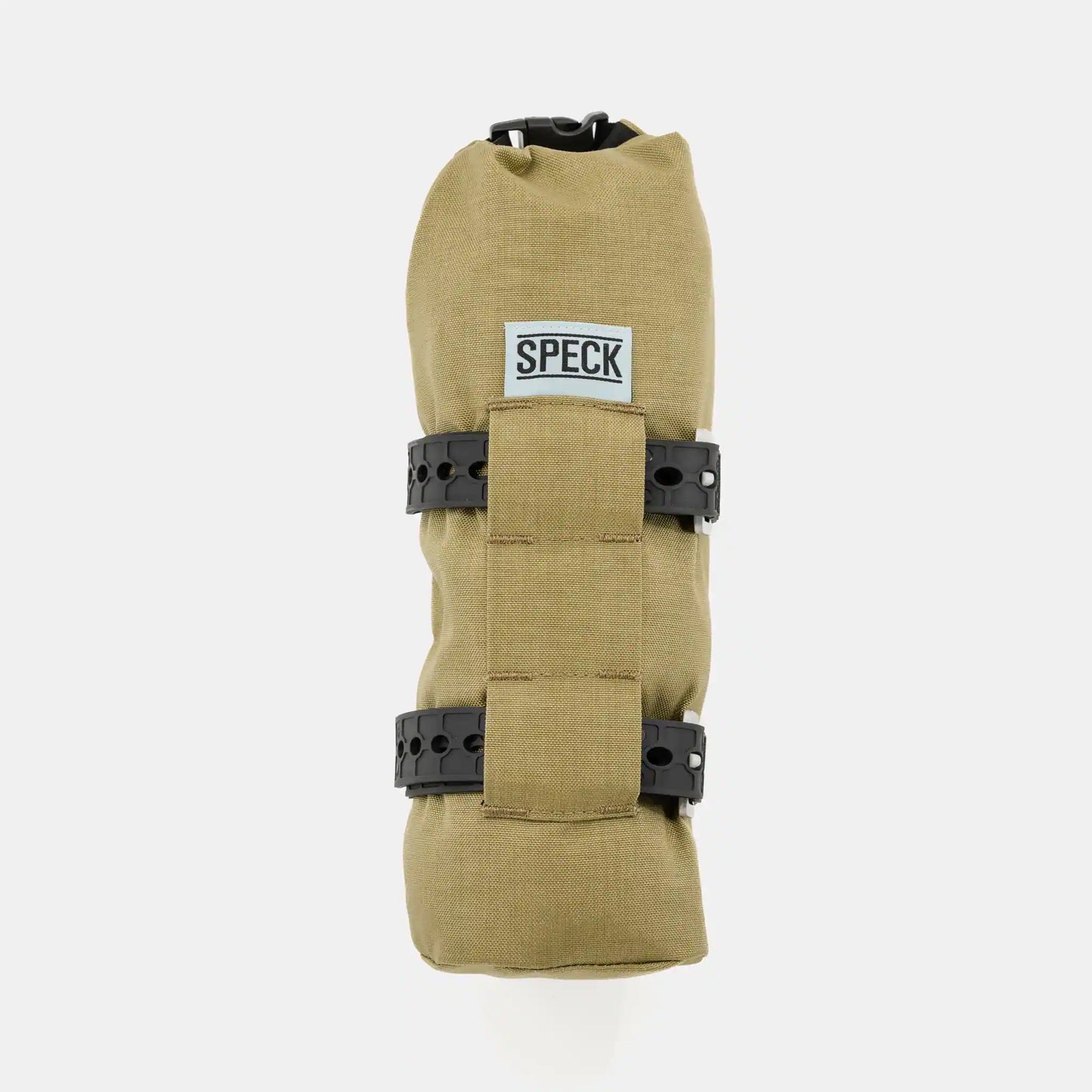Speck Gear Unterrohr Rolle in Ingwer – Bikepacking Downtube Pack frontal mit Strap montiert
