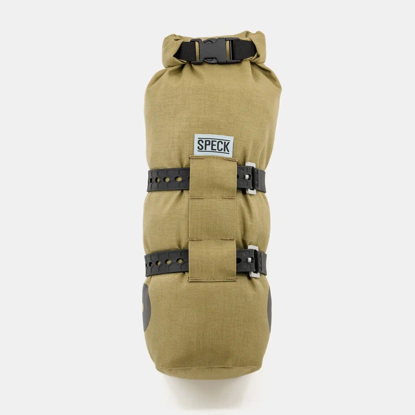 Speck Gear Gabel Tasche in Ingwer – Bikepacking Fork Pack frontal mit zwei Strap montiert