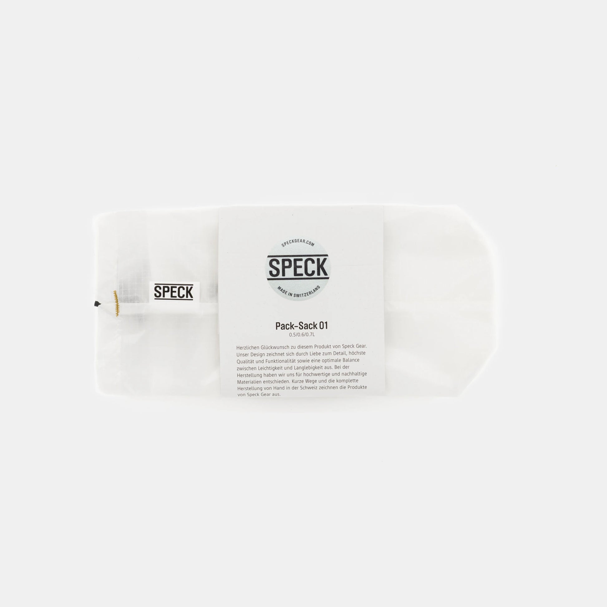 Speck Gear Pack Säcke in Weiss – 3 Bikepacking Pack Sacks von oben mit Banderole verpackt 