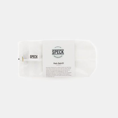 Speck Gear Pack Säcke in Weiss – 3 Bikepacking Pack Sacks von oben mit Banderole verpackt 