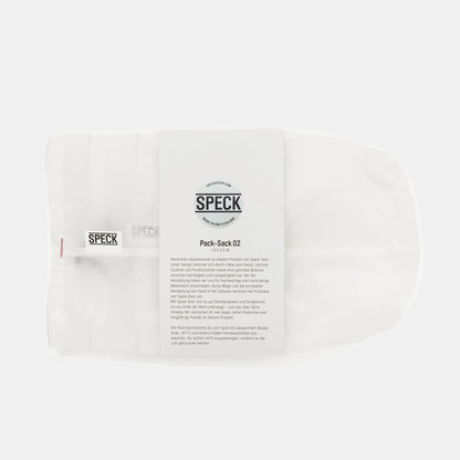 Speck Gear Pack Säcke in Weiss – 3 Bikepacking Pack Sacks von oben mit Banderole verpackt 