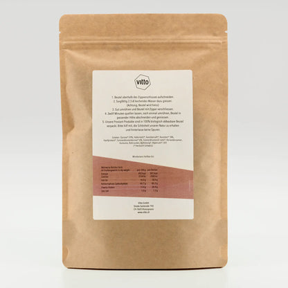 Vitto Trekking Nahrund Quinoa mit Karotte Verpackungs-Rückseite mit Beschrieb
